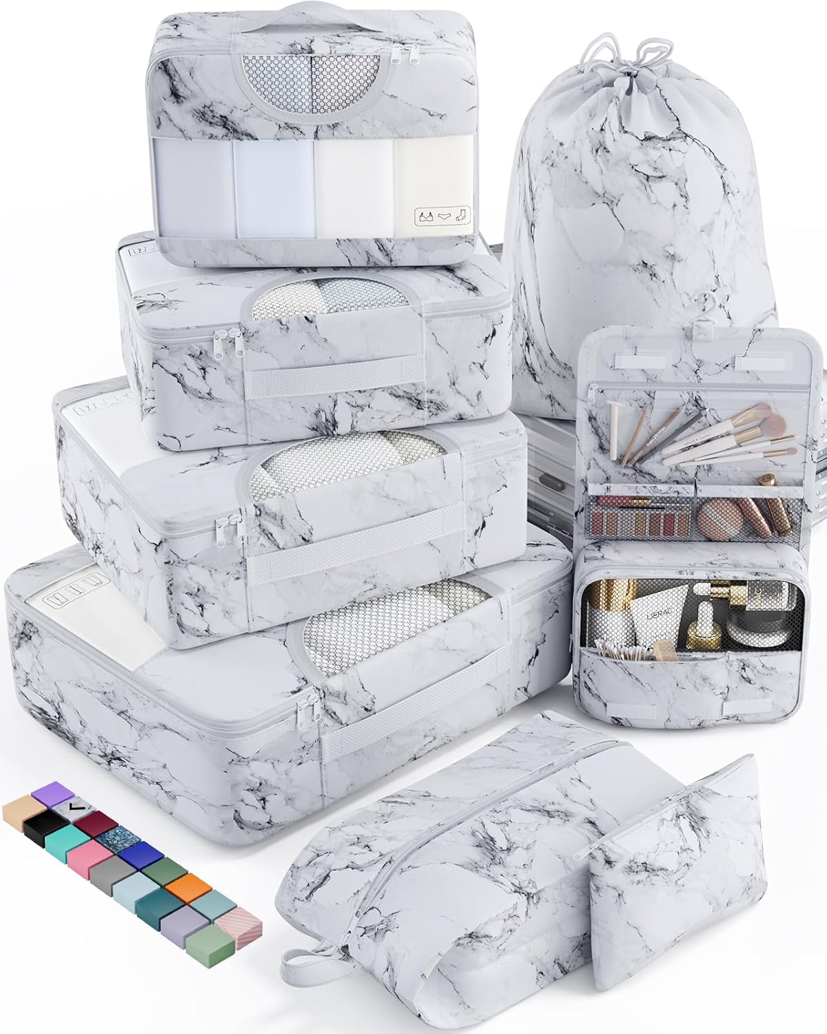 Veken 8 Set Packing Cubes for Travel Essentials, Suitcase Organizer Bags in 4 Sizes, Carry-On Luggage Accessories with Large Laundry & Hanging Toiletry Bag, Must-Have for Airplane, Road Trip & Camping - Roamly