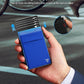 Aluminum Wallet for Men - RFID Protected, Scratch Resistant, Large Capacity, Extra Pocket, Sliding Button, Blue