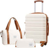 LONG VACATION Carry On Luggage Sets 3 Piece 20 Inch Suitcase Set, ABS+PC Hardshell Lightweight Travel Luggage with Spinner Wheels & YKK Zipper TSA Lock (BEIGE-BROWN, 20 Inch)