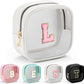 YOOLIFE Initial Make Up Bag Travel Toiletry Bag, Clear Makeup Bag Preppy Cosmetic Bags Organizer Travel Essentials Gifts for Women Teen Girlfriend Teacher Mom Birthday Mothers Day Gifts White L