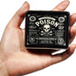 Cute and Portable Metal Pill Organizer – 8 Compartments, Elegant Chrome Finish, Ideal for Travel and Daily Use (Poison Label Retro)