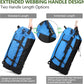 Vomgomfom 86L Collapsible Wheeled Luggage With Removable Backpack Straps,Waterproof Rolling Duffle Bag with Quilted Base,No Telescope Handle,Blue - Roamly