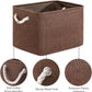 TheWarmHome Organization and Storage Basket for Shelves - 3 Pack 16x12x12 inch Fabric Storage Cubes, Cube Storage Bin for Organizing Closet Cloth Organizer Gift Toy (White & Brown)