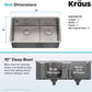 KRAUS Standart PRO™ 32-inch 16 Gauge Undermount 60/40 Double Bowl Stainless Steel Kitchen Combo with WasteGuard™ Continuous Feed Garbage Disposal, KHU103-32-100-75MB