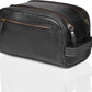 LEATHER VILLAGE Premium Leather Toiletry Travel Pouch With Waterproof Lining - Black | King-Size Handcrafted Vintage Cosmetic Organizer & Shaving Essential Bag