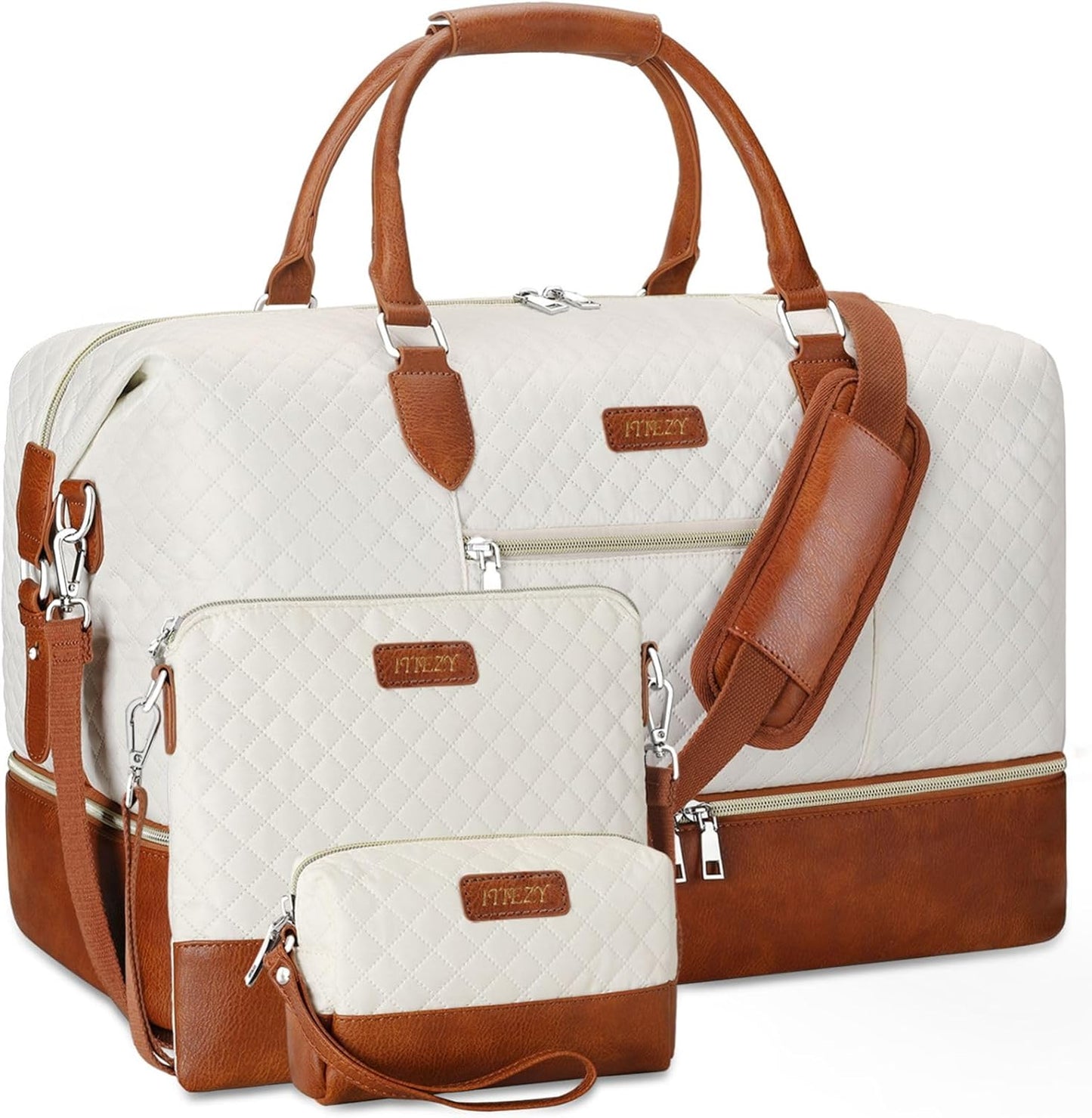 Weekender Bag for Women, Travel Duffel Bag Carry On Overnight Bag with Shoe Compartment Large Nylon Travel Weekend Tote Bag - Roamly