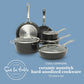 Sur La Table Kitchen Essentials Cool Commune Hard Anodized 10 Piece PFA Free Ceramic Non stick Interior Forged Durable Aluminum Pots and Pans Cookware Set - Black - Induction Compatible