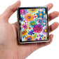 8‑Compartment Metal Pill Box Organizer – Portable Medicine Case 3″×2.6″ | Food‑Grade Dividers | Secure Snap Button Lid | Travel & Gift for Seniors (Vibrant Bloom Explosion)