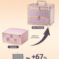 Qislee Makeup Box with A Detachable Lighted Mirror, Waterproof Travel Train Case, Cosmetic Organizer and Makeup Suitcase with Adjustable Dividers, Magnetic LED Mirror(Sparkling Pink)