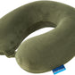 Brookstone Travel Neck Pillow - Lightweight Fleece Casing U-Shaped Stuffable Memory Foam Travel Pillow for Sleeping and Neck Support, Olive