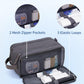 WANDF Toiletry Bag for Men Travel Toiletry Organizer Canvas and Leather Dopp Kit Water-Resistant Shaving Bag for Travel Accessories (Grey, Large) - Roamly