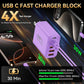 USB C Charger Block, 65W USBC Wall Charging Blocks 6-Port PD & QC Power Adapter Multiport Type C Fast Chargers Plug Cube Brick for iPhone 16/15/14/13/12/Pro Max,iPad Pro,Samsung Galaxy S25 Purple