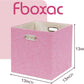 Pink Cube Storage Organizer Bins 13x13x13 Inch, 4 Pack Collapsible Organization Baskets with Handles, Thick Fabric Foldable Storage Boxes for Kallax Shelf Bookcase Closet Cabinet