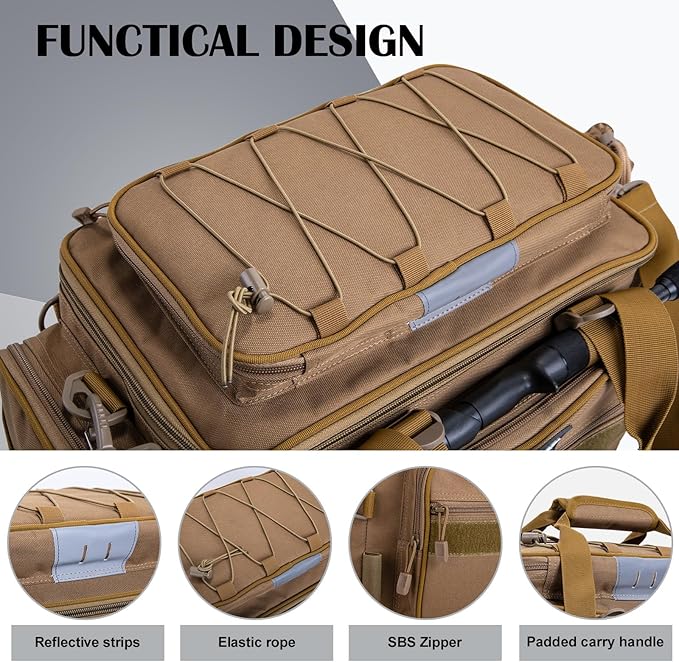 Goture Fishing Tackle Bag with 4pcs 3600 Tackle Boxes, 600D Water-Resistant Soft Side Saltwater Gear Storage Fishing Bag with Rod Straps, Detachable Water Bottle Pouch, Waterproof Bottom, SBS Zippers