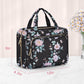 Wedama Toiletry Bag for Women, Large Cosmetic Travel Bag, Hanging Toiletry Bag for Bathroom, PVC Waterproof Makeup Bag, Toiletries Bag for Travel Business Trips and Camping, Black+Pink Floral - Roamly