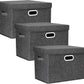 TYEERS Large Collapsible Storage Bins with Lids, Organization Bins for Closet Storage, Clothes Storage, Folding Storage Box with Lids for Home Office Storage - 3 Pack - Black