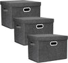 TYEERS Large Collapsible Storage Bins with Lids, Organization Bins for Closet Storage, Clothes Storage, Folding Storage Box with Lids for Home Office Storage - 3 Pack - Black