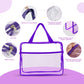 XEWEA Clear Travel Toiletry Bags, 3 Pack TSA Approved Transparent Makeup Bag for Men Women, Large Waterproof PVC Quart Organizer with Zipper for Toiletries Airline Essential,Toy Storage Pouch Purple - Roamly