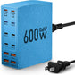 USB Charging Station (600W),12-Port USB C Charger Block with Dual 100W PD USB-C Fast Charging Station Hub for MacBook Pro/Air/All iPad Phone 17/16 15/14/13/Pro Max/Samsung Galaxy Note(Blue) - Roamly