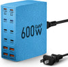 USB Charging Station (600W),12-Port USB C Charger Block with Dual 100W PD USB-C Fast Charging Station Hub for MacBook Pro/Air/All iPad Phone 17/16 15/14/13/Pro Max/Samsung Galaxy Note(Blue) - Roamly