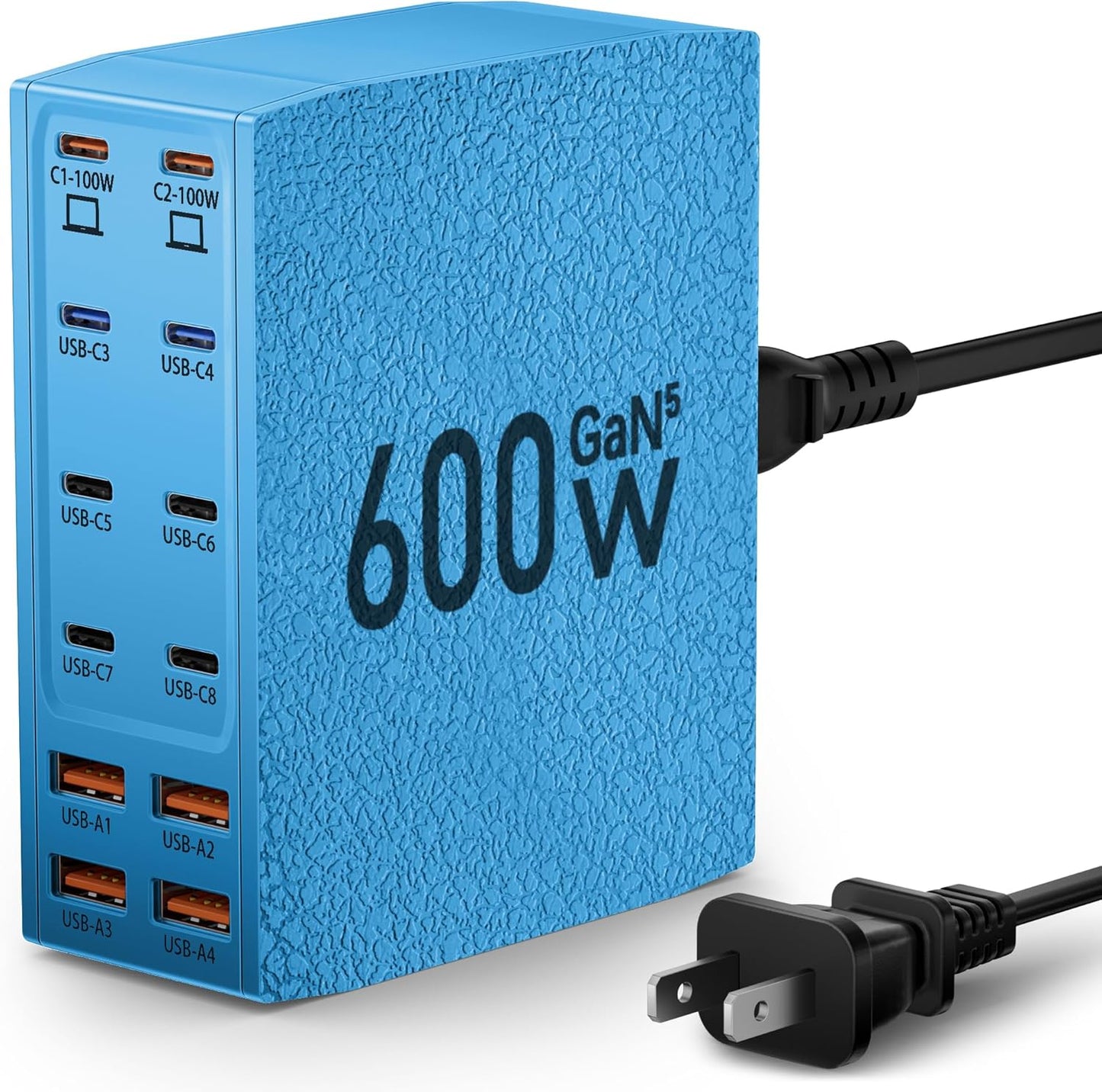 USB Charging Station (600W),12-Port USB C Charger Block with Dual 100W PD USB-C Fast Charging Station Hub for MacBook Pro/Air/All iPad Phone 17/16 15/14/13/Pro Max/Samsung Galaxy Note(Blue) - Roamly