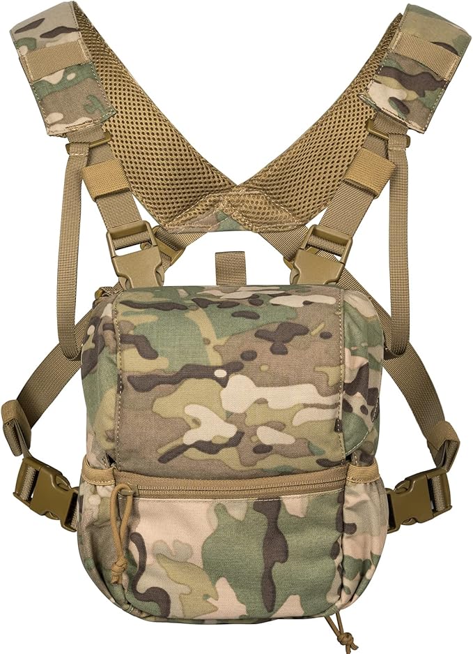 VISMIX Binocular Harness, Adjustable Binocular Harness Chest Pack with Rain Cover for Hunting Hiking Shooting