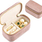 TAIMY Mini Jewelry Travel Case, Velvet Small Travel Jewelry Box, Portable Jewelry Travel Organizer Box for Rings Earrings Necklaces, Gifts for Women Girls(Blush Peach)