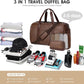 Wogarl 3PCS Faux Leather Weekender Bag for Women Men Large Overnight Travel Duffel Bags with Shoe Compartment Toiletry Packing Cube Carry On Duffle Fit 21" Laptop(Coffee)