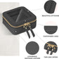 Prite Mini Clear Makeup Bag for Purse Cute Small Travel Cosmetic Bag for Women Waterproof Toiletry Bag Leather Makeup Pouch with Gold Zipper(Black)