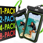 【2025 Upgraded】 2 Pack Black - IP68 Waterproof Phone Pouch Floating Design No Sink Waterproof Phone Case - Beach Pool Travel Essentials - Works w/All Phones - Detachable Lanyard - Black/Hi-Vis Green