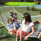 Double Hammock for 2 Person, Handwoven Cotton Rope Hammock with Spreader Bar Without Stand - Indoor & Outdoor Use for Patio, Poolside, Backyard (White)