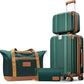 Luggage Set 3 Piece Luggage with PC+ABS Hardshell TSA Lock Spinner Wheels Carry on Lightweight Suitcase，YKK Zippers (Dark Green, 4 piece（14/20/DB/TB）)