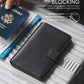 VULKIT Passport Holder with Airtag Holder RFID Blocking Passport Wallet Travel Leather Passport for Women(Black Brown)