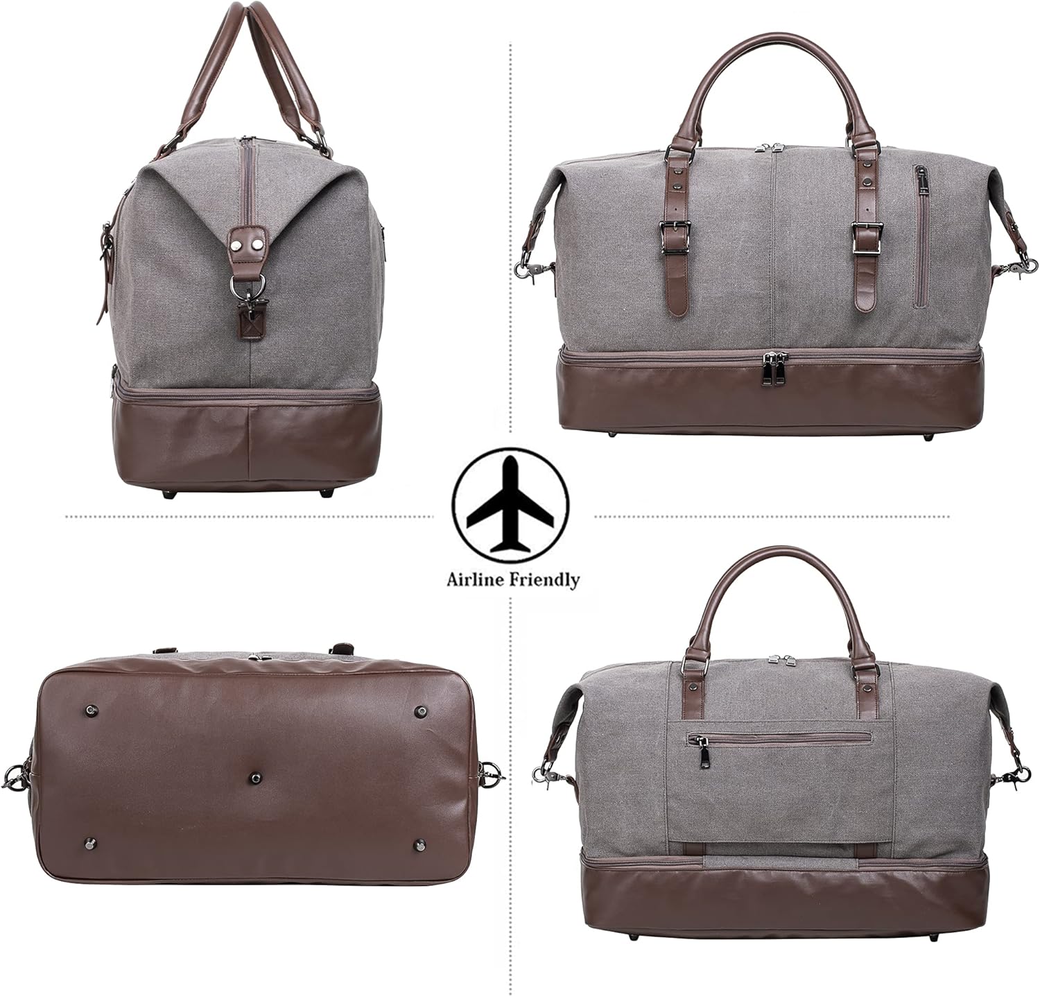 Weekender Overnight Bag Carry On Bag Travel Bag with Shoe Pouch - Roamly