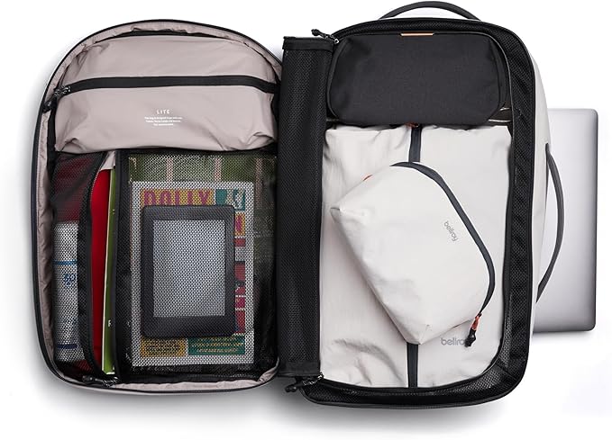 Bellroy Lite Travel Pack 30L (carry-on backpack, travel backpack for international travelers, with laptop pocket, interior packing cells and tuck-away shoulder straps) - Ash