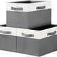 GhvyenntteS Large Closet Storage Bins with 3 Handles, 15x11x9.6 Inch Storage Baskets for Shelves, Foldable Fabric Storage Bins for Shelves, Closet Organizers and Storage Boxes 3 Pack