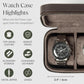 TAWBURY 3 Watch Case Top-Grain Genuine Leather Travel Case Roll for Men - Brown