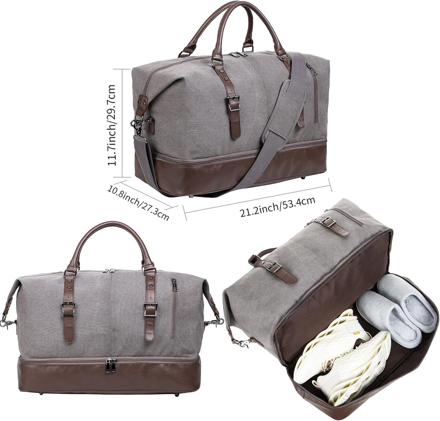 Weekender Overnight Bag Carry On Bag Travel Bag with Shoe Pouch - Roamly