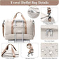Extra Large Travel Duffle Bag,Carry on Overnight Weekend Bag with Shoes Compartment,Weekender Bags for Women for Travel Business Trips Sport Hospital,3 Pcs Set,Beige & Brown