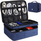 ORIENT FAMULAY Travel Electronics Organizer, Waterproof Cable Organizer Bag for Electronic Accessories Double Layer Large Shockproof Cable Storage Bag for Cord, Power Bank, Tablet(Up to iPad 11 inch) - Royal Blue