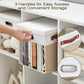 Fabric Storage Cubes with Clear Windows and Lids 11'' Foldable Storage Bins with 3 Handles, Decorative Storage Boxes for Home, Bedroom, Closet, Office (Beige & White)