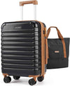 LIGHT FLIGHT Luggage Sets, Carry On Luggage 22x14x9 Airline Approved, Carry On Travel Bag Suitcases with Wheels, Expandable Hardside Lightweight Rolling with TSA Lock 2-Piece Set (DB/20),Black/Brown