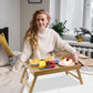VaeFae Acacia Bed Table Tray, Wooden Breakfast Tray with Folding Legs, Bed Tray for Eating and Laptop, Eating Trays for Bedroom
