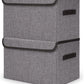 Large 42 Quarts Fabric Storage Bins with Lids [2-Pack] Linen Collapsible Foldable Storage Cubes, Closet Organizer Containers boxes with Handles for Home Office (16.7 x 12 x 12, Gray)
