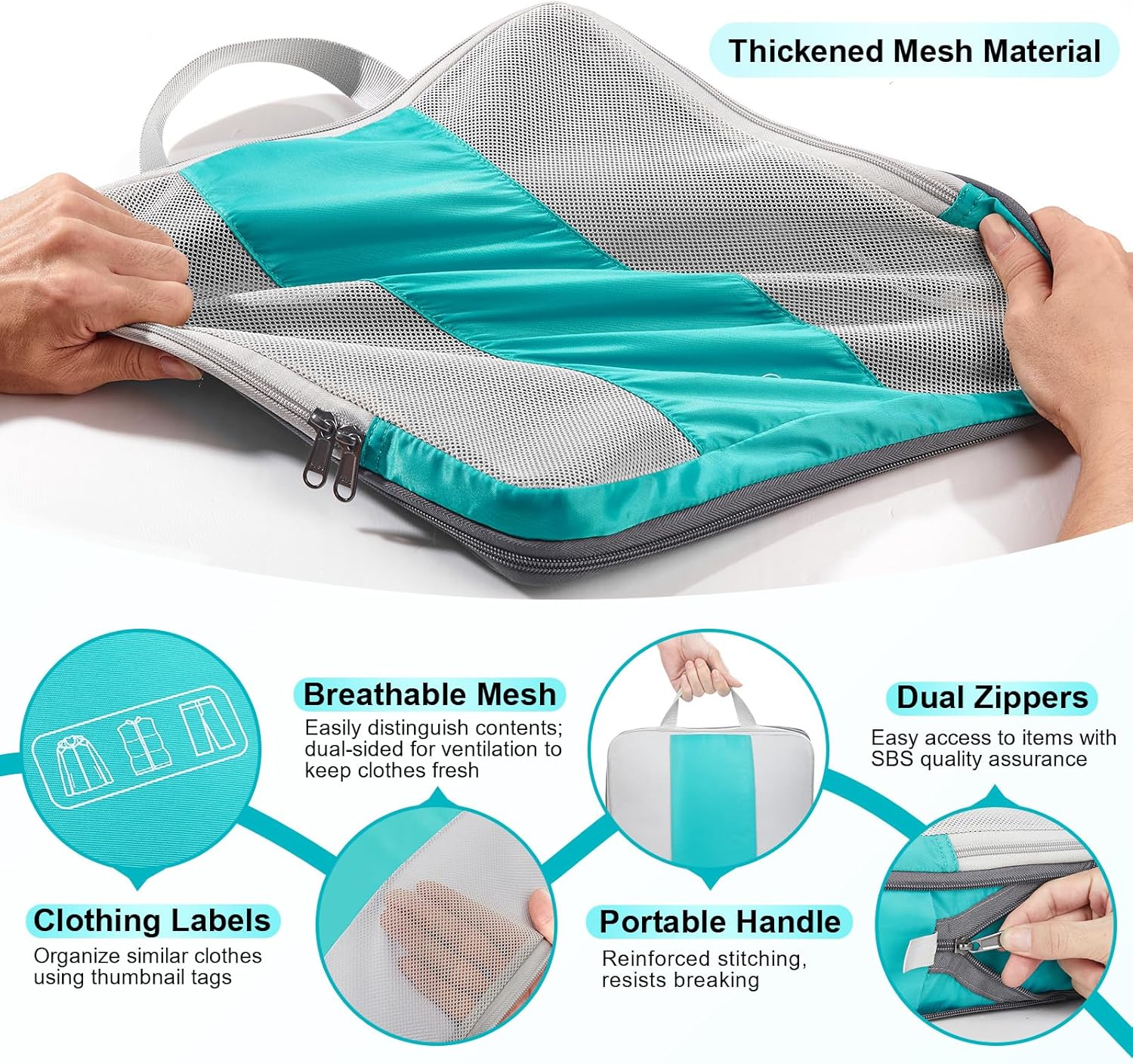 10 Set Compression Packing Cubes for Travel Essentials,Compressible Expandable Packing Cubes for Suitcase,OlarHike Luggage Organizer Bags for Travel,Handy Helper for Organizing Clothes(Blue Green) - Roamly