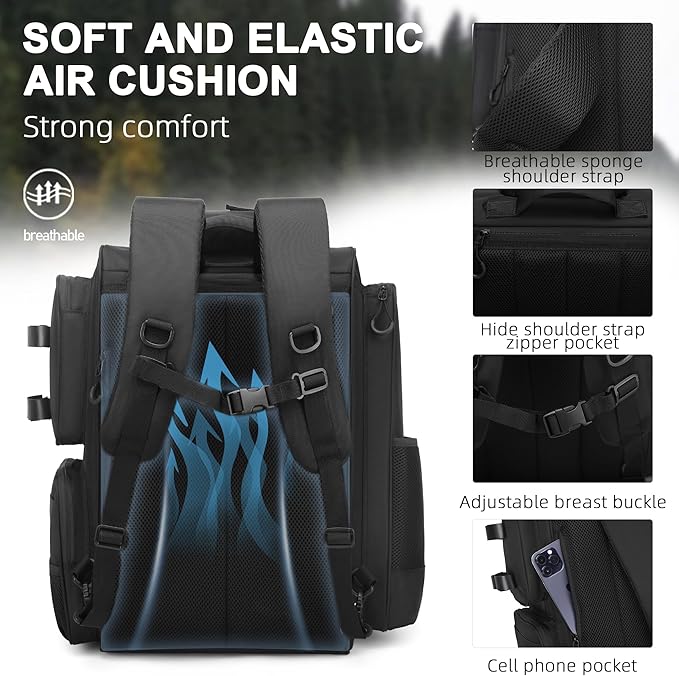 WANOON Fishing Backpack, fishing bag with Rod Holders. Large Ttackle Backpack Strong Materials