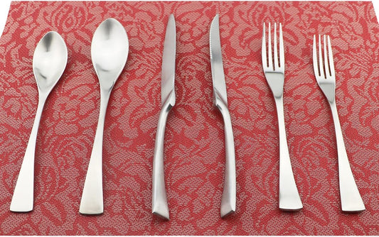 6-Piece Flatware Set,Extra Thick Heavy Duty - 18/10 Stainless Steel Cutlery Sets,High Matte Finish Silverware Flatware Sets Service for 1,Use for Home,Kitchen, Utensil Sets