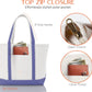 CB STATION Medium Classic Canvas Tote Bag for Women, Top Zipper Closure, Outer Pocket, Daily Essentials, Groceries, Traveling