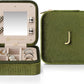 Vlando Plush Velvet Travel Jewelry Case, Personalized Initial Jewelry Boxes for Women Girls, Mini Jewelry Travel Organizer Travel Essentials for Birthday Gifts - Letter J, Green