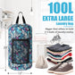 Portable with Adjustable Shoulder Straps Travel Dirty Laundry Bag,with Drawstring Closure & Mesh Pocket Backpack Laundry Bag for College,Apartment,Camping(Green Leaf)